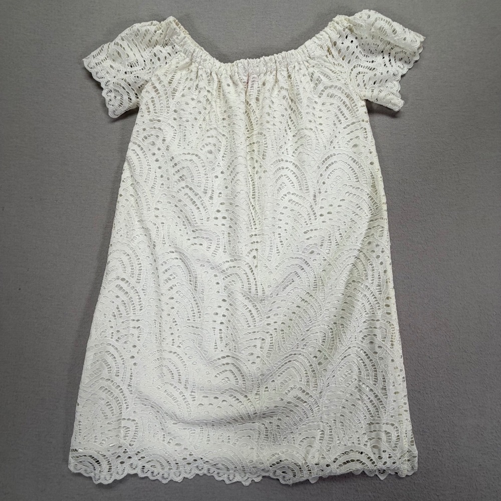 Lilly Pulitzer Lace Dress Womens S White Excellent Off The Shoulder Shift - Picture 8 of 9